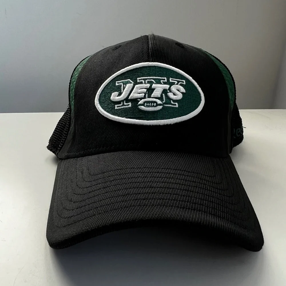 Reebok New York Jets NFL Trucker Hat Black Green Mesh Back Cap